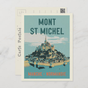 Mont Saint Michel Illustration Frankreich Postcard Postkarte