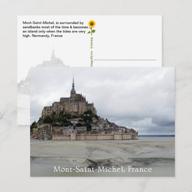 Mont-Saint-Michel Low Tide, Normandie, Frankreich  Postkarte (Vorne/Hinten)