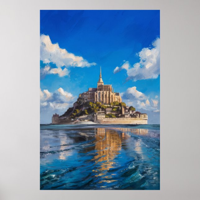 Mont Saint-Michel Ölgemälde am großen Tag Poster (Vorne)