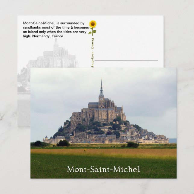 Mont-Saint-Michel Riverbank View, Normandie, Frank Postkarte (Vorne/Hinten)