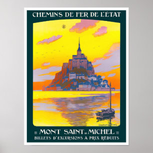 Mont St. Michel Frankreich Jahrgang Reise Poster