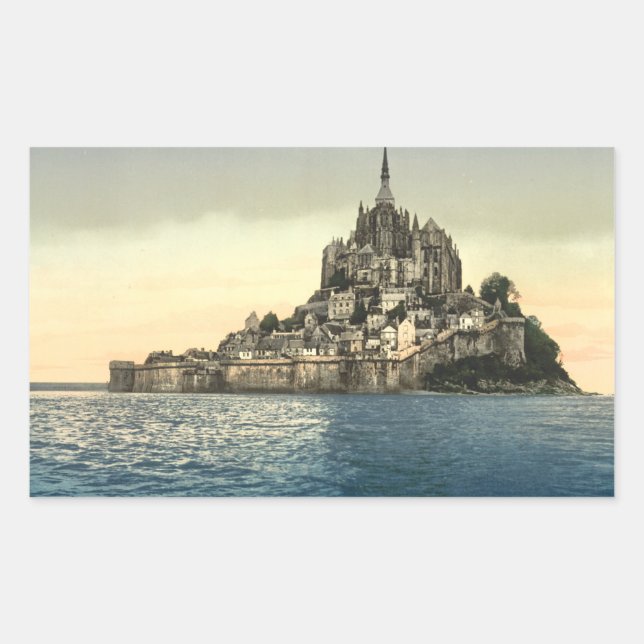 Mont St Michel II, Normandie, Frankreich Rechteckiger Aufkleber (Vorderseite)