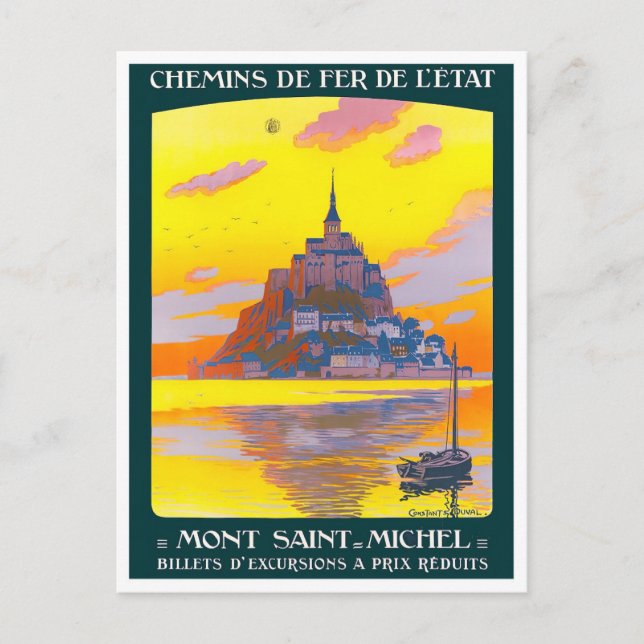 Mont St. Michel Jahrgang Reise Postkarte (Vorderseite)