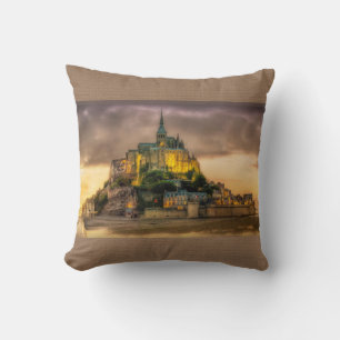 Mont St. Michel Normandie Frankreich Braunes Kisse Kissen