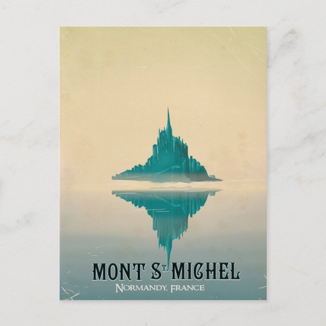 mont st michel vintage Travel poster Postkarte (Vorderseite)