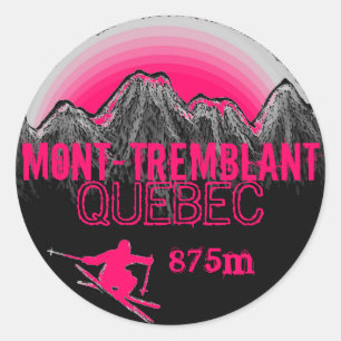 Mont Tremblant Autocollants d'art de ski rose Québ