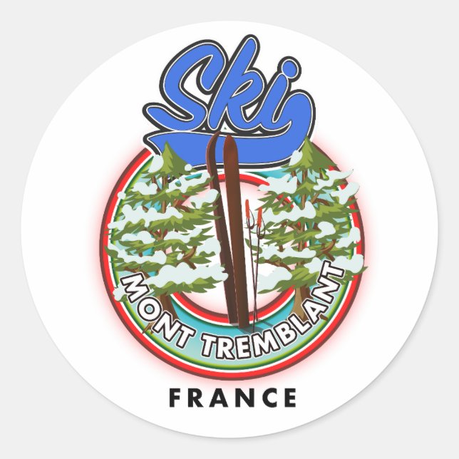 Mont Tremblant Frankreich Skifahrplakat Runder Aufkleber (Vorderseite)