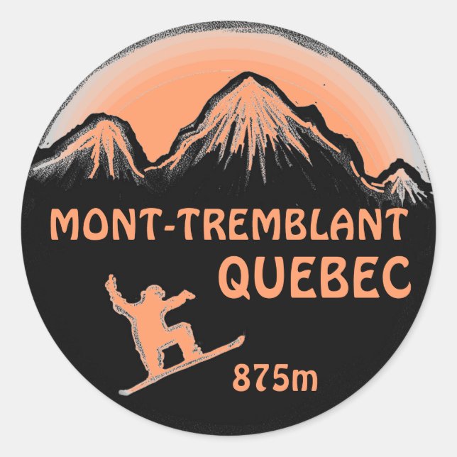 Mont Tremblant Kanada pfirsichgeschnitzte Snowboar Runder Aufkleber (Vorderseite)