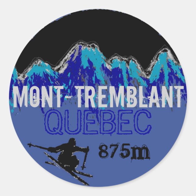 Mont Tremblant Quebec farbenfrohe Skitouren Runder Aufkleber (Vorderseite)