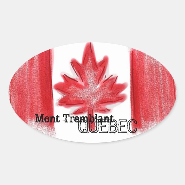 Mont Tremblant Quebec Kanadische Flaggenaufkleber Ovaler Aufkleber (Vorderseite)