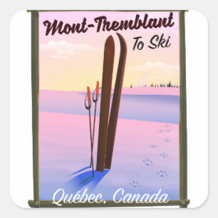 Mont-Tremblant Québec Ski Poster. Quadratischer Aufkleber