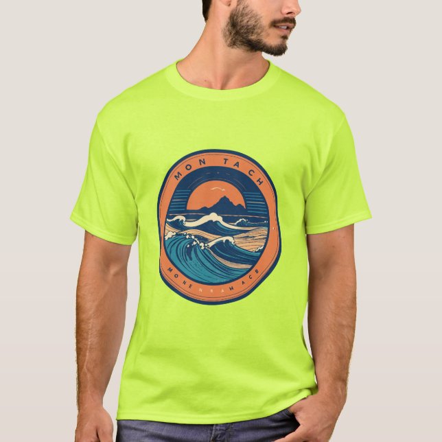 Montabeach Minimalistisch Ocean Wave Surflogo T-Shirt (Vorderseite)