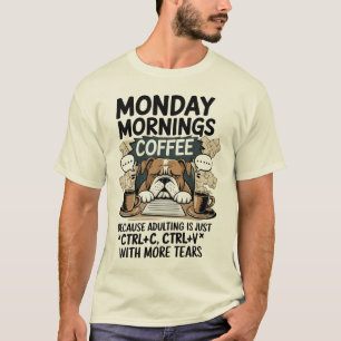 Montag Morgen Bulldog-Kaffee - Erwachsener T-Shirt