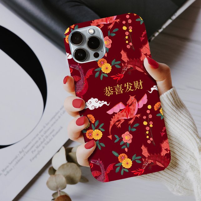 Montag neues Jahr des Drachen rot Case-Mate iPhone Hülle (Lunar new year of the dragon red Case-Mate iPhone case)