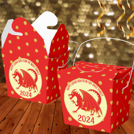 Montag Neujahr 2024 Red Dragon Fun Polka Dot Party Geschenkschachtel