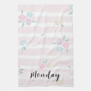 Montag Pastell Blumen Küchenhandtuch Geschirrtuch