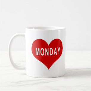 MONTAG Rotes Liebesherz Kaffeetasse