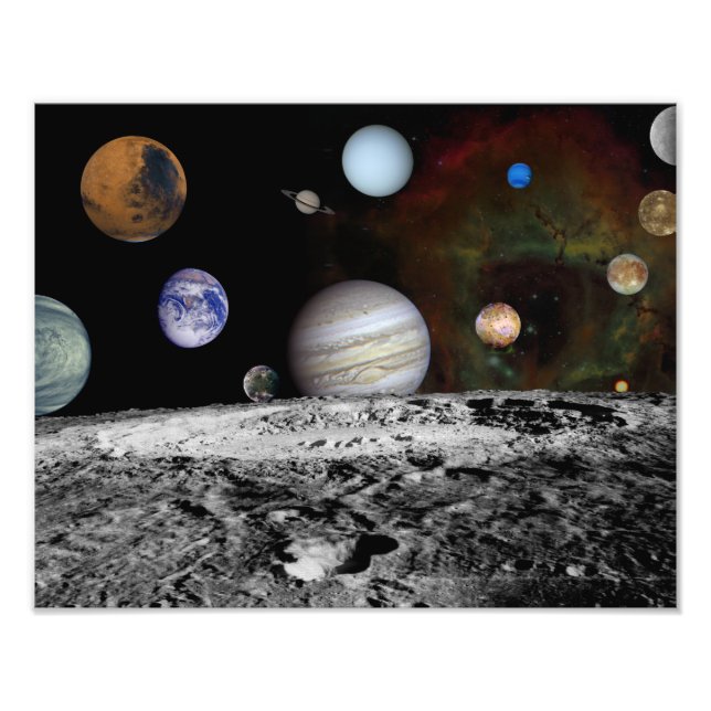 Montage der Planeten und Jupitermonde Fotodruck (Vorne)