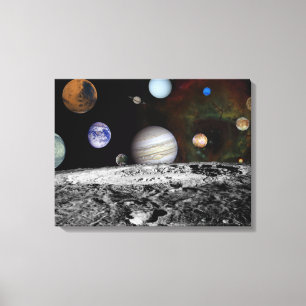 Montage der Planeten und Jupiters der Monde Leinwanddruck