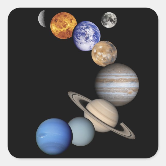 Montage des Sonnensystems Quadratischer Aufkleber (Vorderseite)
