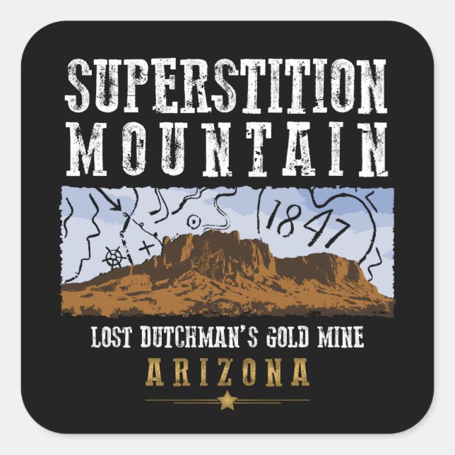 MONTAGNE DE SUPERSTITION STICKER CARRÉ ARIZONA (Devant)