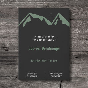Montagnes en vert - Invitation d'anniversaire noir