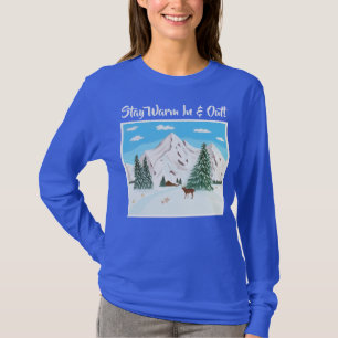 Montagnes enneigées T-shirt bleu à manches longues