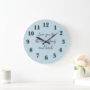 Montagnes et arrière Bleu Preppy Grosse horloge