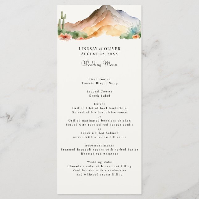 Montagnes Rustiques | Menu Réception Mariage Déser (Devant)