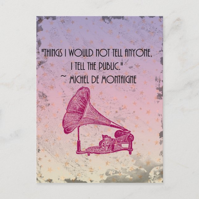 Montaigne Confesses Postkarte (Vorderseite)