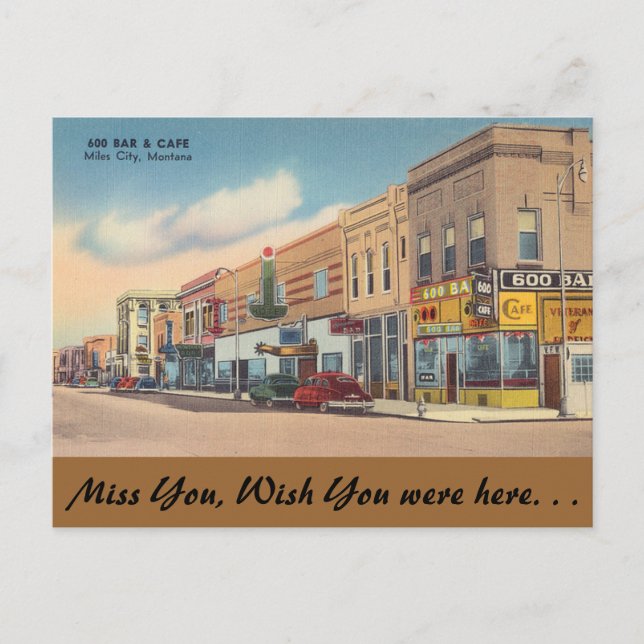 Montana, 600 Bar & Cafe, Miles City Postkarte (Vorderseite)