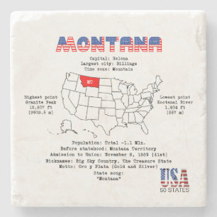 Montana American Staat auf einer Karte und nützlic Steinuntersetzer