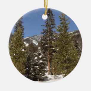 Montana Bergbahnen im Winter Landschaftsbild Foto Keramik Ornament