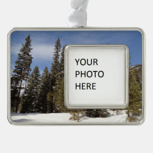 Montana Bergbahnen im Winter Landschaftsbild Foto Rahmen-Ornament Silber