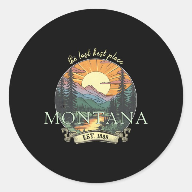 Montana Big Sky Country Mountains 3 Runder Aufkleber (Vorderseite)