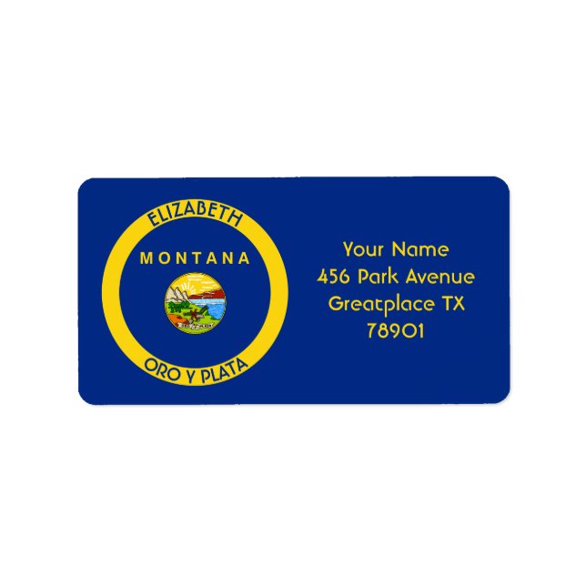 Montana Big Sky Country Personalisiert Flag Adressaufkleber (Vorne)