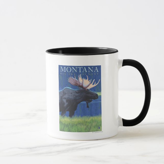 Montana — Big Sky CountryElche im Mondlicht Tasse (Rechts)