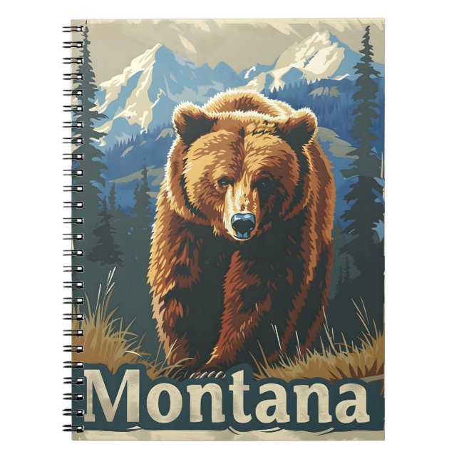 Montana Brown Bear Vintag Notizblock (Vorderseite)