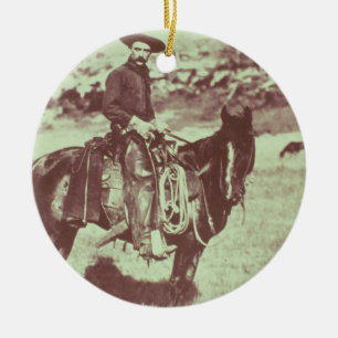 Montana-Cowboy, c.1880 (b/w Foto) Keramik Ornament