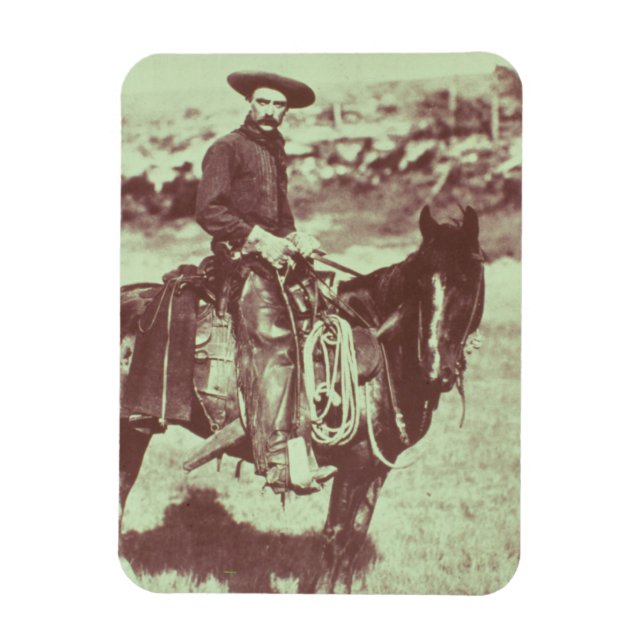 Montana Cowboy, c.1880 (b/w Foto) Magnet (Vertikal)