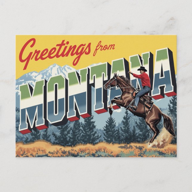 Montana Cowboy Horse Postkarte (Vorderseite)