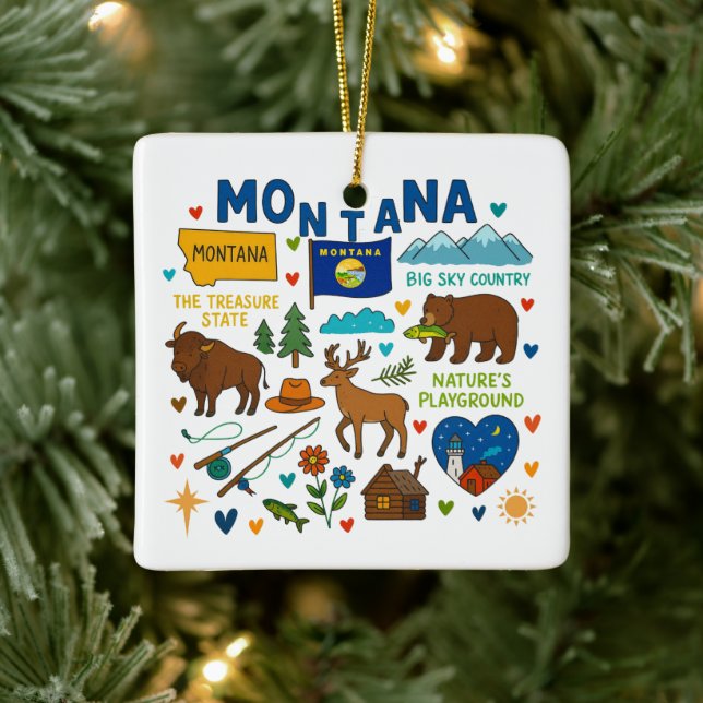 Montana Custom Family Trip Christmas Keramikornament (Baum)