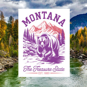 Montana Der Staat der Schatzkammer Est. 1889 Bär Postkarte
