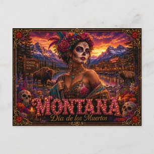 Montana Día de los Muertos Retro Postkarte