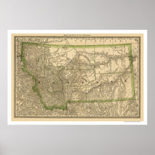 Montana Eisenbahnkarte 1881 Poster
