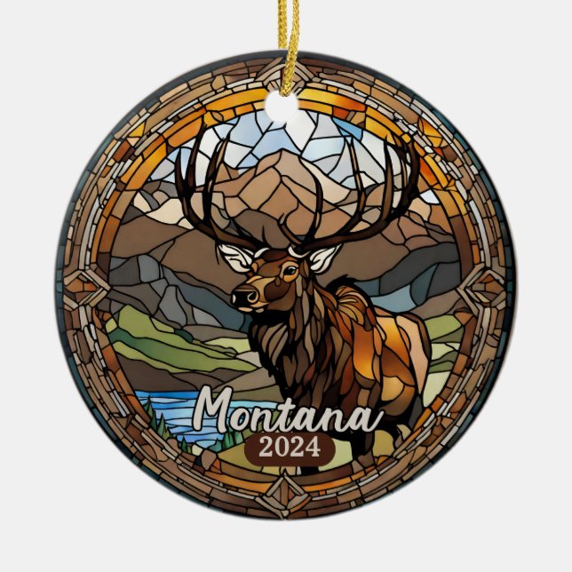 Montana Elk Mountain Keramik Ornament (Vorne)