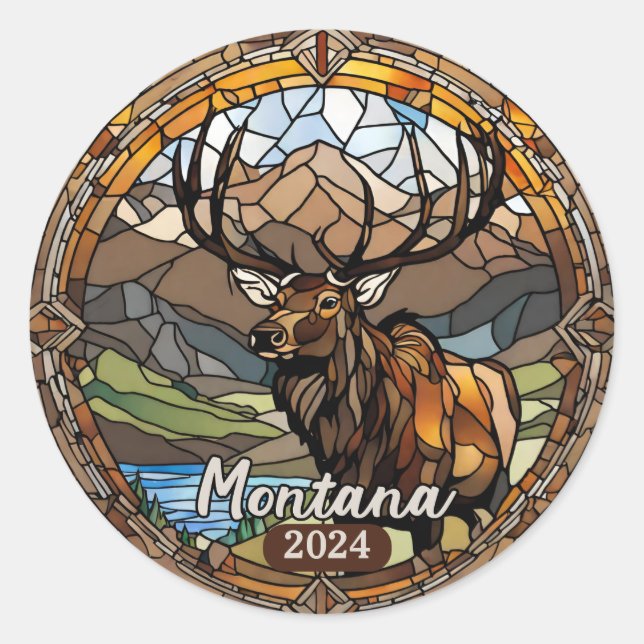 Montana Elk Mountain Runder Aufkleber (Vorderseite)