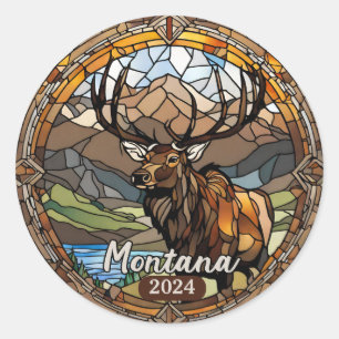 Montana Elk Mountain Runder Aufkleber