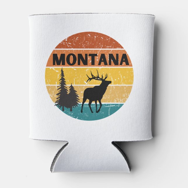 Montana Elk Vintag Sun. Außenstehende, Sportler Dosenkühler (Vorderseite)