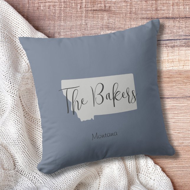 Montana État Nom de famille Oreiller (Show pride for your state and personalize it!  "love makes this house a home in <your state>")